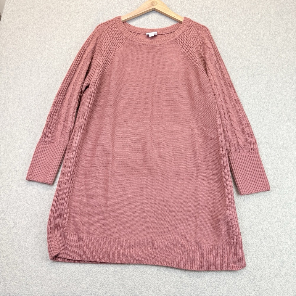 LuLaRoe Women's Cable-Knit Sweater Dress Dusty Rose Long Sleeve Size M
